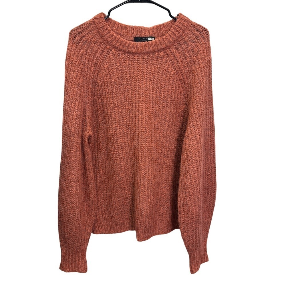 ALLSAINTS Renne Short Jumper Pink Textured Knit Sweater Medium Mohair Blend - Picture 3 of 8